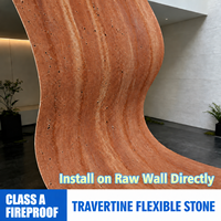 Panneau souple en pierre flexible de travertin, style colonne romaine, pour décoration murale extérieure, carreaux de terre cuite MCM, briques d'hôtel, feuille naturelle
