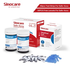 Test de glycémie Sinocare, glucomètre Sinocare, moniteur de glycémie, 50 <span class=keywords><strong>bandelettes</strong></span> de test de glycémie pour Safe-<span class=keywords><strong>Accu</strong></span> - Product Image 1