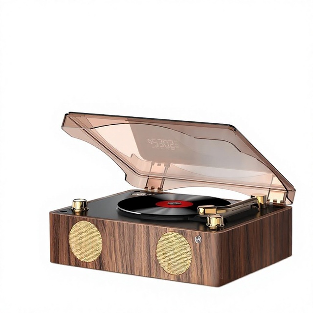 Cross-border New Vintage CD Player Music Album for Speaker with Display Wood Material Remote Control-Perfect Birthday Gift