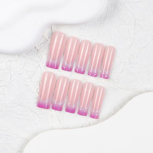 24 <span class=keywords><strong>Uñas</strong></span> Postizas Francesas <span class=keywords><strong>en</strong></span> Degradado Rosa y Morado, Diseño Simple y Moderno, <span class=keywords><strong>Relieve</strong></span> <span class=keywords><strong>3D</strong></span>, Patrón de Tubería de Agua, <span class=keywords><strong>Uñas</strong></span> de Presión ABS - Product Image 3