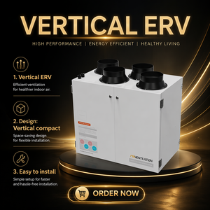 Système de ventilation <span class=keywords><strong>VMC</strong></span> à double flux ERV, ventilateur de récupération de chaleur mural vertical, moteur AC/DC haute pression pour maison - Product Image 1