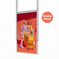 Écran publicitaire LCD double face suspendu pour intérieur, idéal pour les vitrines de centres commerciaux et les présentoirs de marques commerciales