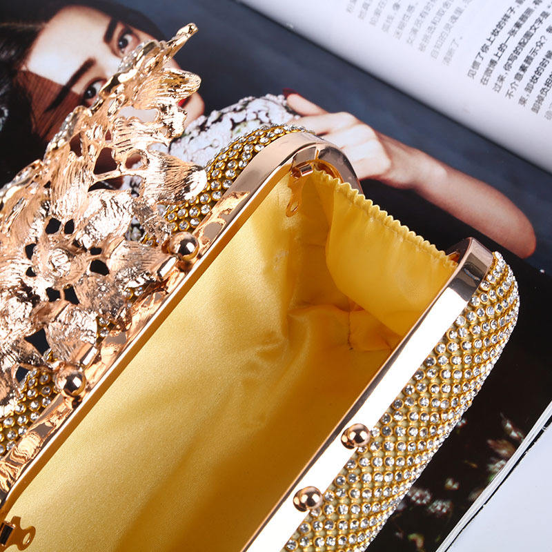 online retailer bag Luxury Ladies Evening Bag Gold Women's Party Purses  Diamond Embellished Clutch Handbag with Crystal Women's Evening Hand Bags