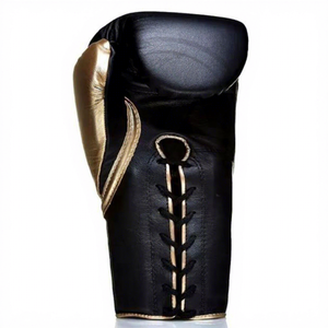 Guantes de Boxeo de Cuero Negro y Dorado de 12 oz con Cierre de Velcro, Guantes de Entrenamiento para Adultos |   Guantes de Boxeo de Cuero de Primera Calidad con Logotipo Personalizado - Product Image 4