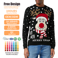 Logo personnalisé OEM ODM Tricots des Fêtes pour Hommes Dessin Animé Acrylique Coton Tricoté Pull Jumper Pull de Noël moche