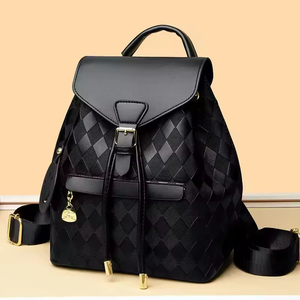 New Retro Contrast Color Women's Travel <b>Backpack</b> Women's Casual <b>Lightweight</b> Plaid <b>Backpack</b> - Product Image 2