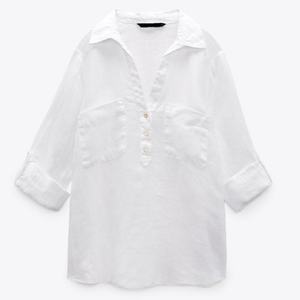 Custom High Quality <b>Women's</b> Loose <b>Linen</b> Button Solid Lapel Long Sleeves Shirt Casual <b>Tops</b> <b>Womens</b> <b>Linen</b> Shirt - Product Image 1
