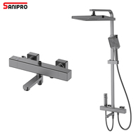 SANIPRO gros montage mural pistolet gris 4 fonctions carré robinet de douche salle de bain thermostatique douche mitigeur