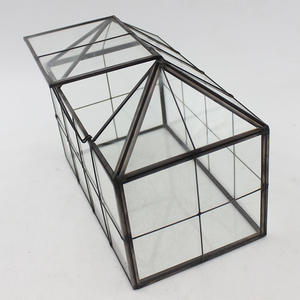 Günstige Preis China Fabrik Schwarz Haus Form Geometrische Glas und Messing <span class=keywords><strong>Terrarium</strong></span> für Succullent Pflanzen Großhandel - Product Image 3