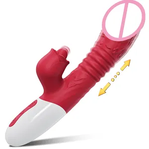 3 in 1 Pulsierender G-Punkt-Vibrator Klitoris-Stimulator Sex-Spielzeug Vibrator Stoßender Dildo für Frauen mit Leckfunktion