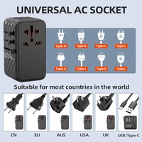 Adaptador de Viaje Universal Internacional Worldplug con Estándar para EE. UU., Australia, Reino Unido y UE, 10 A, 4 Tomas de Corriente, 2 Puertos USB Tipo C