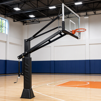 Système de panier de basket encastré en métal avec panneau en verre trempé, robuste, réglable en hauteur, avec anneau détachable, facile à assembler