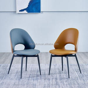 Modern Luxury Stylish Dining <b>Chairs</b> Open Back Woven Leather Detail High Dense <b>Padding</b> Metal Legs Customizable Color Dining - Product Image 4