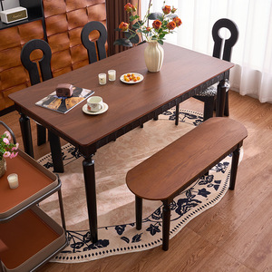 Hiện đại rắn gỗ hình chữ nhật bàn ăn đặt 4 ghế băng ghế dự bị kết hợp nhà hàng đồ nội thất thương mại sử dụng 4-8 người - Product Image 3