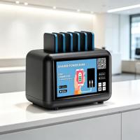 Station de partage de batteries externes mobiles à 6 baies avec écran LCD et paiement par carte de crédit
