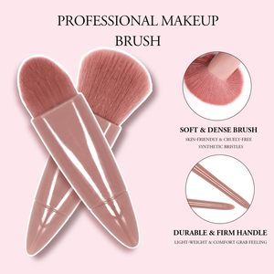 Ensemble de 5 pinceaux de maquillage professionnels portables de haute qualité pour le voyage, avec miroir, logo personnalisé, fibres artificielles, pour le visage, le correcteur et les fards à paupières - Product Image 3