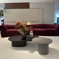 Ensemble de tables basses ovales modernes en bois foncé avec table sur pieds en bois brûlé pour salon et maison