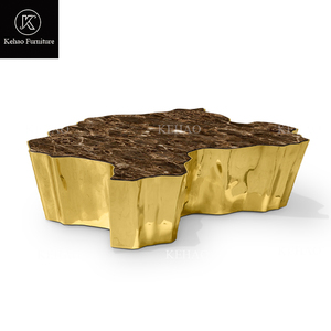 Sang trọng thiết kế độc đáo Eden đá cẩm thạch hàng đầu vàng trung tâm bảng Thiết kế Bắc Âu vàng thép không gỉ cây thân Bàn cà phê cho biệt thự - Product Image 6