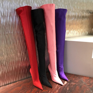 Dropshipping Elastic Material Luxury Thigh <b>High</b> Over <b>Knee</b> Female Long Boots for Women with Heels - Product Image 2