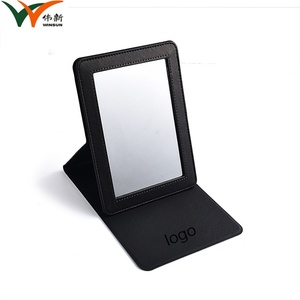 Black Big Size PU Leather Portable Desktop Folding Travel Makeup <b>Mirror</b> - Product Image 2