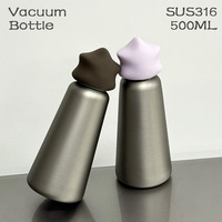 BORGE Bouteille d'eau de sport en acier inoxydable 316 à double paroi isolée sous vide, design étoile, 500 ml, portable, avec logo personnalisé