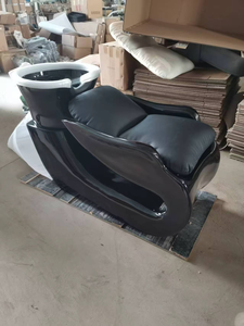 Black Glossy Salon Shampoo Bed Curved Moulded <b>Shell</b> Backwash Unit Hair Washing Bed with Padded Cushion for Beauty Salon - Product Image 2