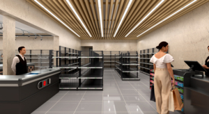 Diseño 3D para estantes de madera, <span class=keywords><strong>tienda</strong></span> de alimentos - Product Image 4