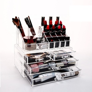 Acrilico Desktop Organizer Trasparente Multi-Funzione Rimovibile Supporto di Spazzola di Trucco di Stoccaggio Casa Contenitori Cosmetici con 4 Disegna - Product Image 1