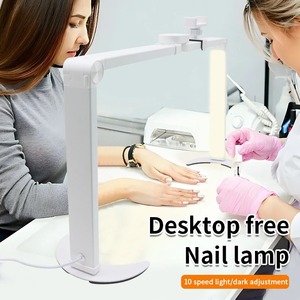 Lampe LED demi-lune pliable à intensité variable (chaud/blanc) pour <span class=keywords><strong>extension</strong></span> d'ongles et de cils, lecture, bureau, tatouage, manucure, avec support de téléphone - Product Image 1