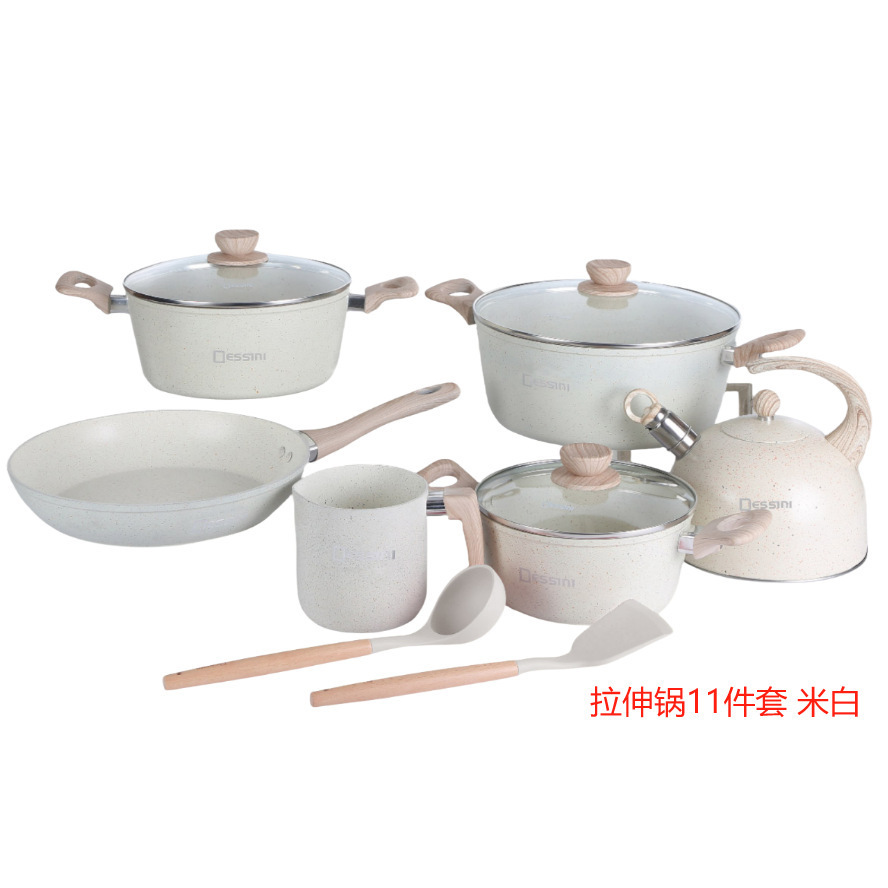 Ensemble d'ustensiles de cuisine extensibles blanc cassé, 11 pièces