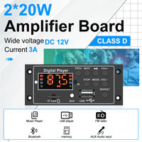 Módulo Reproductor MP3 con Amplificador Digital VIRE 2*20W, DC 12V, Inalámbrico 5.3, Placa Decodificadora de Audio para Auto con USB