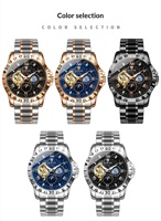 Montre mécanique entièrement automatique pour homme, acier inoxydable, squelette en métal, tourbillon, cadran à aiguilles lumineuses, résistance à l'eau 50 m