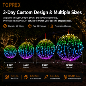 IP65 3d métal cadre LED chaud éclairé couleur changeante boules de noël pour décorations extérieures éclairage suspendu sphère lumière - Product Image 6