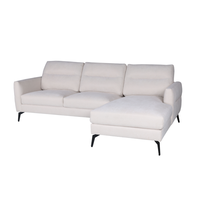 Canapé d'angle en tissu beige moderne 3 places avec chaise longue et pieds en métal pour salon