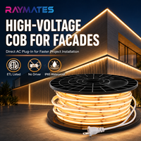 Tira de LED COB Raymates ETL 110v de Alto Voltaje con Enchufe Estadounidense, 2700k, FCOB, CRI 90, 420 LED, Flexible, IP67