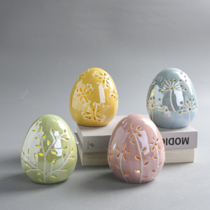 <span class=keywords><strong>Huevos</strong></span> de Cerámica Decorativos de Pascua con Luz LED, Adornos de Primavera para <span class=keywords><strong>la</strong></span> Fiesta de Pascua, Venta al Por Mayor - Product Image 1