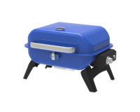 Gril à gaz de table carré pour l'extérieur Gril au propane Barbecue Poulet Four à gaz avec couvercle bleu et chariot BBQ