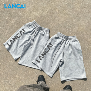Men's Vintage Wash Breathable Drawstring Closure Shorts Custom Graphic Print Streetwear Baggy High Quality Cotton Jersey Casual - Product Image 1