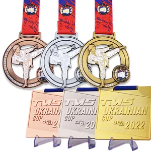 Karaté Kickboxing Boxe Lutte Arts martiaux Bjj Coupe Fabricant Design Sports Souvenir Médailles sportives en alliage de zinc