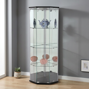 Vitrine moderne en verre avec étagères réglables pour meubles de salon - Product Image 2