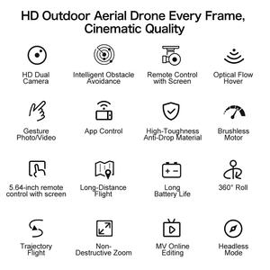 <span class=keywords><strong>Dron</strong></span> de Plástico para Niños GT50 Pro con Pantalla de Control Remoto, Cámara HD, Motor sin Escobillas, Juguete con Evitación de Obstáculos de 360° - Product Image 6