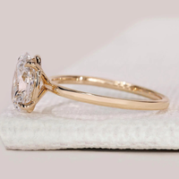 Anillo de Compromiso con Diamante Cultivado en Laboratorio de 2 Quilates, Corte Ovalado, Cuatro Puntas, Oro Sólido de 10K/14K/18K, Certificado IGI, CVD/HPHT, Personalizado