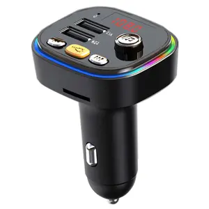 다채로운 3.1A 듀얼 USB 자동차 충전기 무선 BT5.0 핸즈프리 BT 자동차 키트 변조기 FM 송신기 자동차 Mp3 플레이어