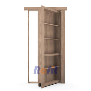 Puerta Interior de Madera Maciza de Estilo Moderno y Tradicional con Estantes Secretos, Compartimento para Libros, Marcos para Dormitorios, Otros Productos de Puertas - Product Image 3