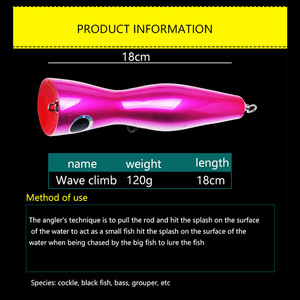 Topwater Popper Lure 120g 18cm Tuna Sea <b>Fishing</b> Hard Bait Biomimetic <b>Floating</b> Lure for Boat Use - Product Image 5
