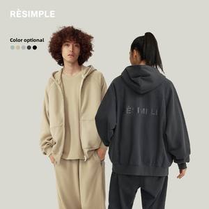 Cárdigan con Capucha Gris de Alta Gama para Hombre y Mujer, 100% Algodón, Color Sólido, Otoño - Product Image 6