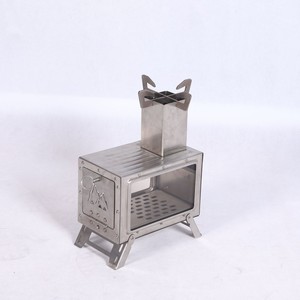 Estufa portátil de acero inoxidable para quemar leña, para acampar al aire libre, calefacción de tiendas de campaña, horno cuadrado plegable de escritorio - Product Image 2