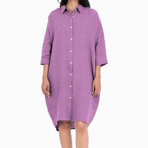 <span class=keywords><strong>Abito</strong></span> Estivo da Donna in <span class=keywords><strong>Lino</strong></span> 2026, Lunghezza <span class=keywords><strong>Midi</strong></span>, Stile Casual con Bottoni e Logo Personalizzabile - Product Image 4