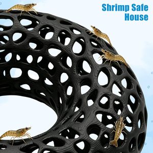 Nascondiglio Rotondo in Plastica Nera per Gamberetti, Decorazione per Acquario 8*8*2.5CM, Caverna per Gamberetti e Pesci <span class=keywords><strong>Betta</strong></span> - Product Image 4