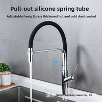 Robinet de cuisine extractible tout cuivre avec valve en céramique, eau chaude/froide, flexible en silicone rotatif pour évier, lavabo, montage sur comptoir